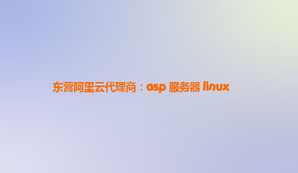 东营阿里云代理商：asp 服务器 linux