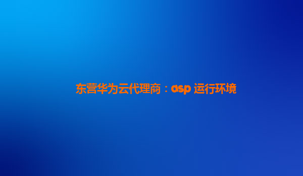 东营华为云代理商：asp 运行环境