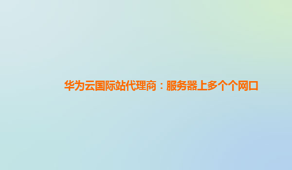 华为云国际站代理商：服务器上多个个网口