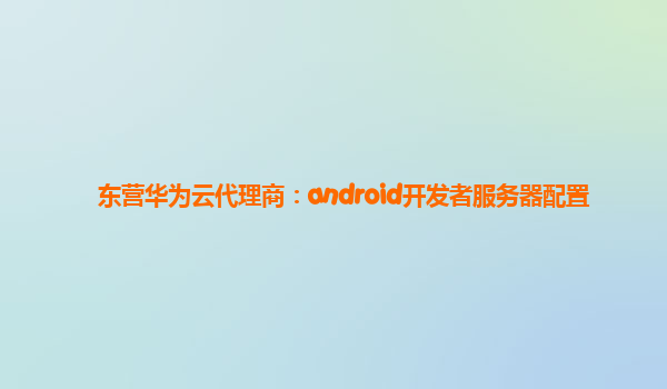 东营华为云代理商：android开发者服务器配置