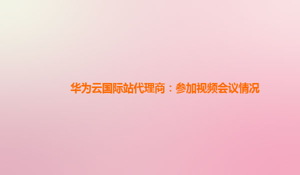 华为云国际站代理商：参加视频会议情况