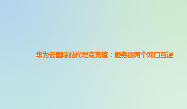 华为云国际站代理商充值：服务器两个网口互通