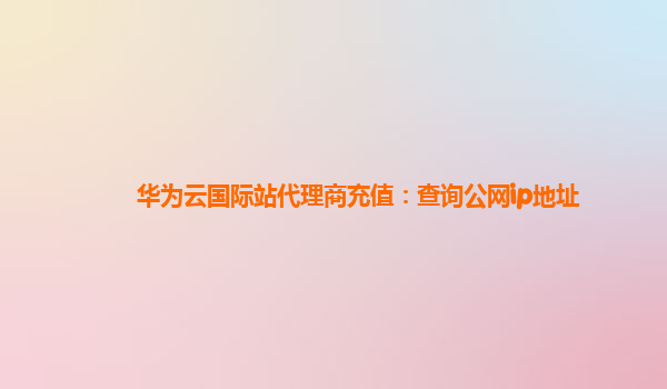 华为云国际站代理商充值：查询公网ip地址