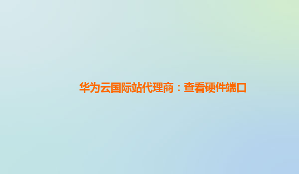 华为云国际站代理商：查看硬件端口