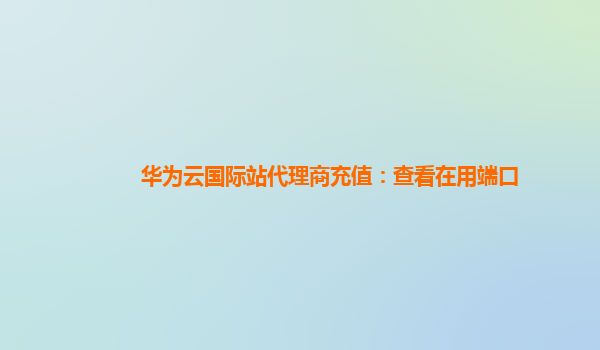 华为云国际站代理商充值：查看在用端口