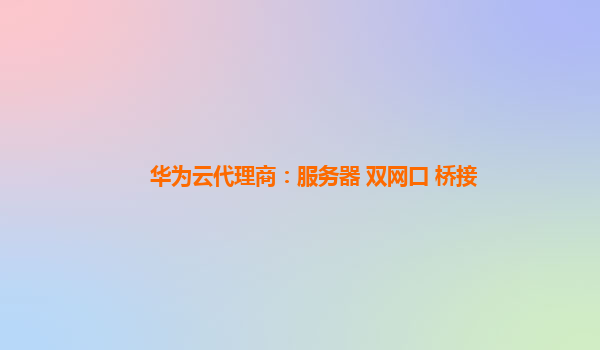 华为云代理商：服务器 双网口 桥接