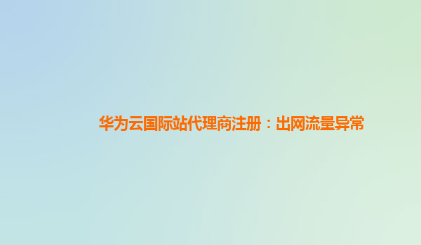 华为云国际站代理商注册：出网流量异常