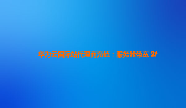 华为云国际站代理商充值：服务器带宽 2t