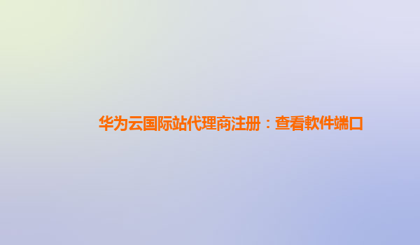 华为云国际站代理商注册：查看軟件端口