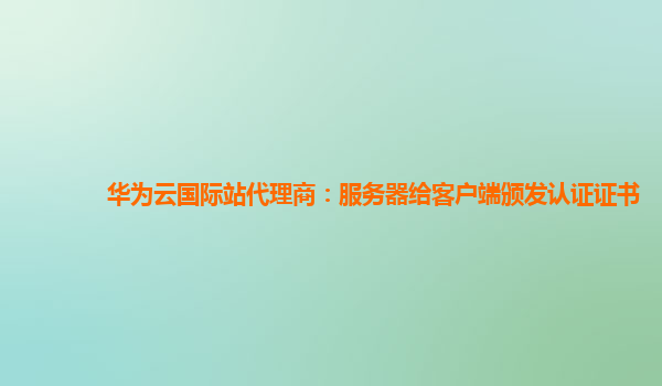 华为云国际站代理商：服务器给客户端颁发认证证书