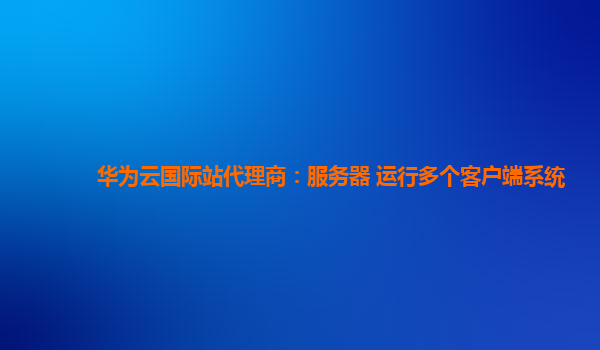 华为云国际站代理商：服务器 运行多个客户端系统