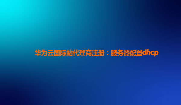 华为云国际站代理商注册：服务器配置dhcp