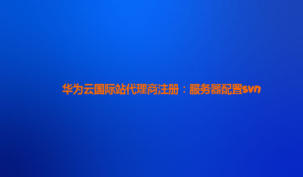 华为云国际站代理商注册：服务器配置svn