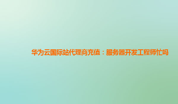 华为云国际站代理商充值：服务器开发工程师忙吗