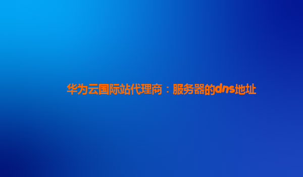 华为云国际站代理商：服务器的dns地址