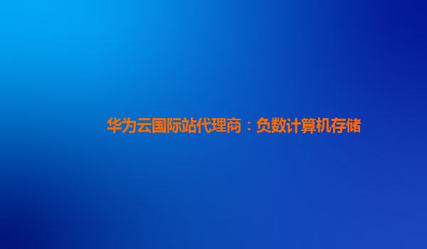 华为云国际站代理商：负数计算机存储