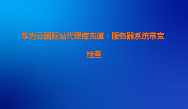 华为云国际站代理商充值：服务器系统带宽 检查
