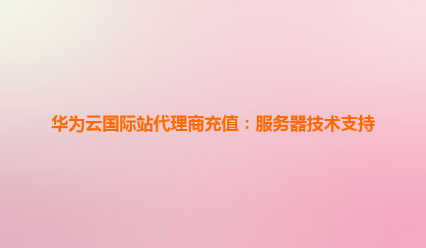 华为云国际站代理商充值：服务器技术支持