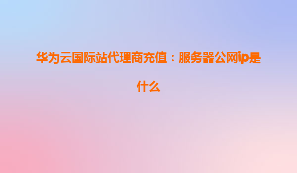 华为云国际站代理商充值：服务器公网ip是什么