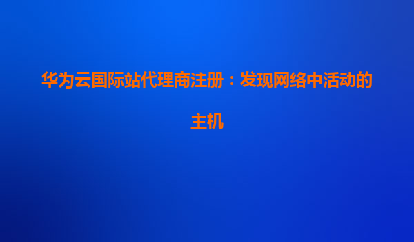 华为云国际站代理商注册：发现网络中活动的主机