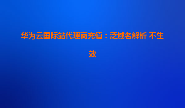 华为云国际站代理商充值：泛域名解析 不生效