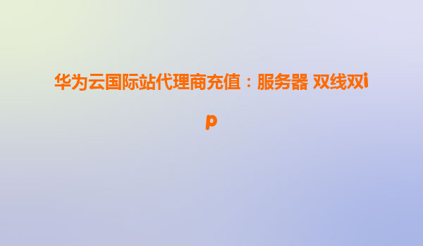 华为云国际站代理商充值：服务器 双线双ip