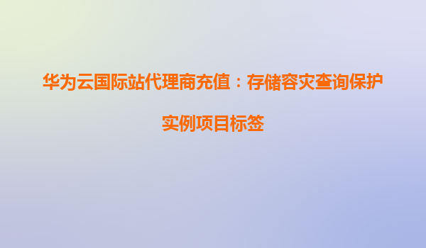 华为云国际站代理商充值：存储容灾查询保护实例项目标签