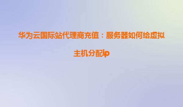 华为云国际站代理商充值：服务器如何给虚拟主机分配ip
