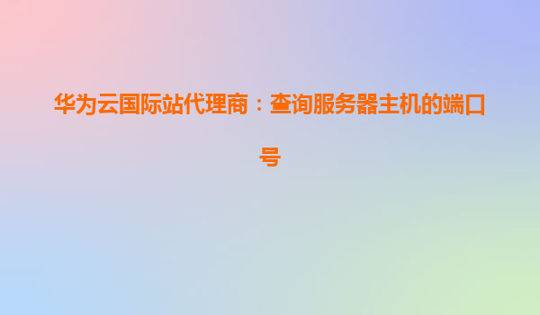 华为云国际站代理商：查询服务器主机的端口号