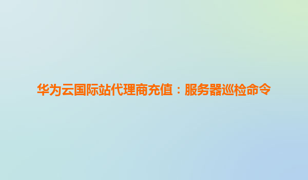 华为云国际站代理商充值：服务器巡检命令