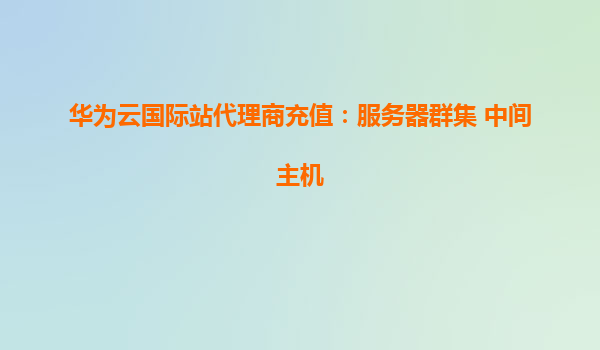 华为云国际站代理商充值：服务器群集 中间主机