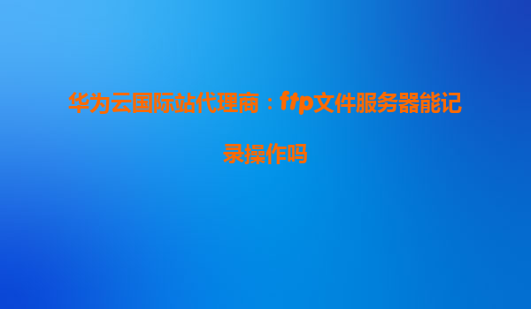 华为云国际站代理商：ftp文件服务器能记录操作吗