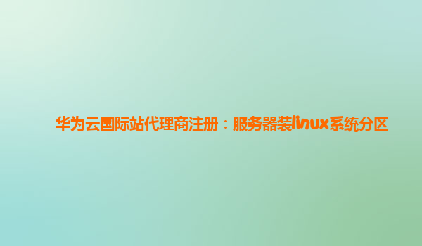 华为云国际站代理商注册：服务器装linux系统分区