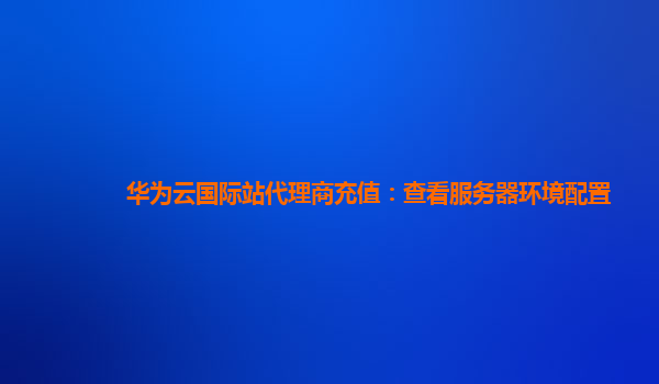 华为云国际站代理商充值：查看服务器环境配置