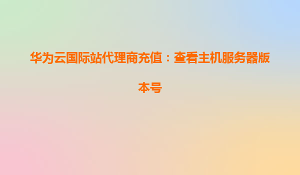 华为云国际站代理商充值：查看主机服务器版本号