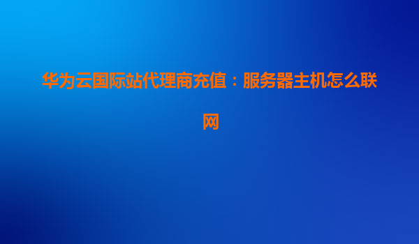 华为云国际站代理商充值：服务器主机怎么联网