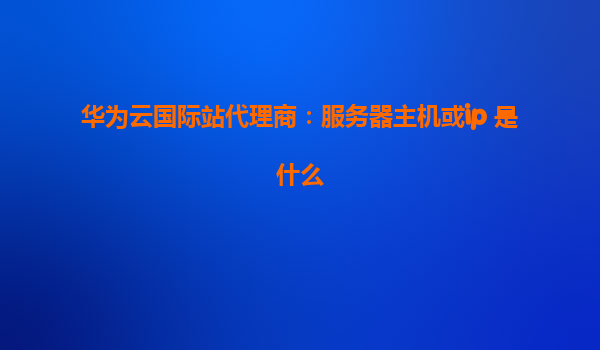 华为云国际站代理商：服务器主机或ip 是什么