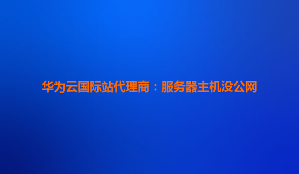 华为云国际站代理商：服务器主机没公网