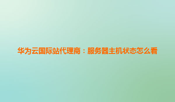 华为云国际站代理商：服务器主机状态怎么看