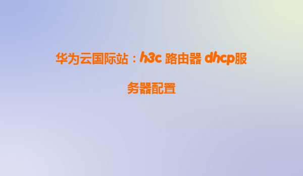 华为云国际站：h3c 路由器 dhcp服务器配置