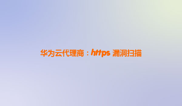 华为云代理商：https 漏洞扫描