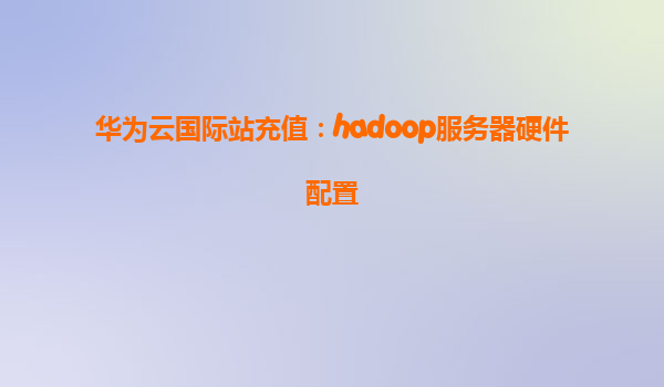华为云国际站充值：hadoop服务器硬件配置