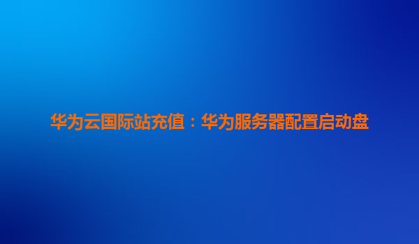华为云国际站充值：华为服务器配置启动盘