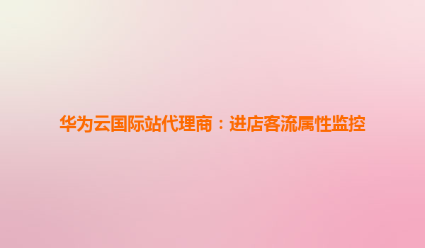 华为云国际站代理商：进店客流属性监控