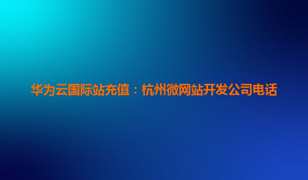 华为云国际站充值：杭州微网站开发公司电话