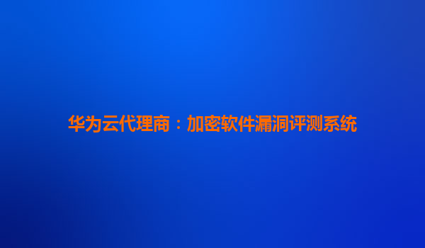 华为云代理商：加密软件漏洞评测系统