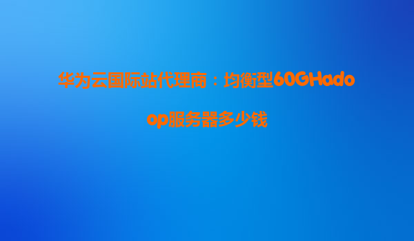 华为云国际站代理商：均衡型60GHadoop服务器多少钱