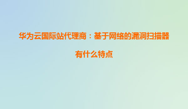 华为云国际站代理商：基于网络的漏洞扫描器有什么特点