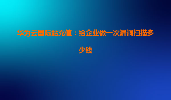 华为云国际站充值：给企业做一次漏洞扫描多少钱