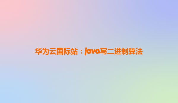 华为云国际站：java写二进制算法